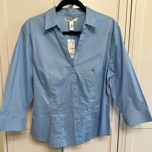 G.H. Bass & Co. XL Women’s Light Blue Button-Front Shirt NWT Stretch 46 bust